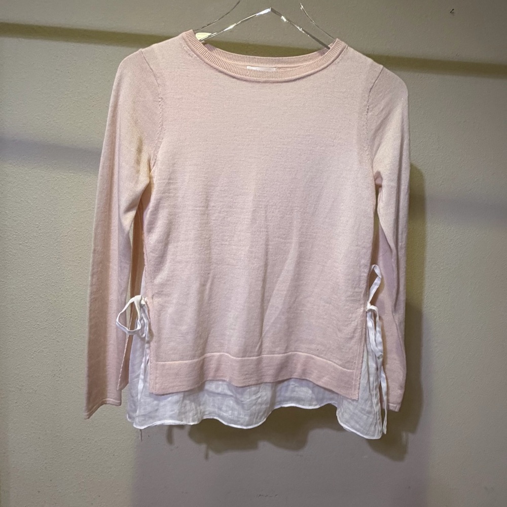 Club Monaco Blush Long Sleeve Top with White Details
